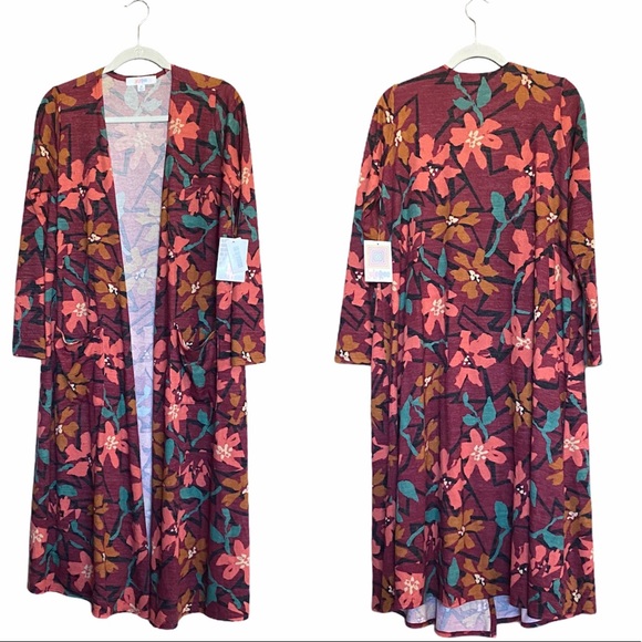 LuLaRoe SARAH Cardigan Sweater Duster Floral - Picture 1 of 16